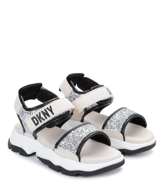Dkny Kids Light Grey Shimmer Floater Sandals