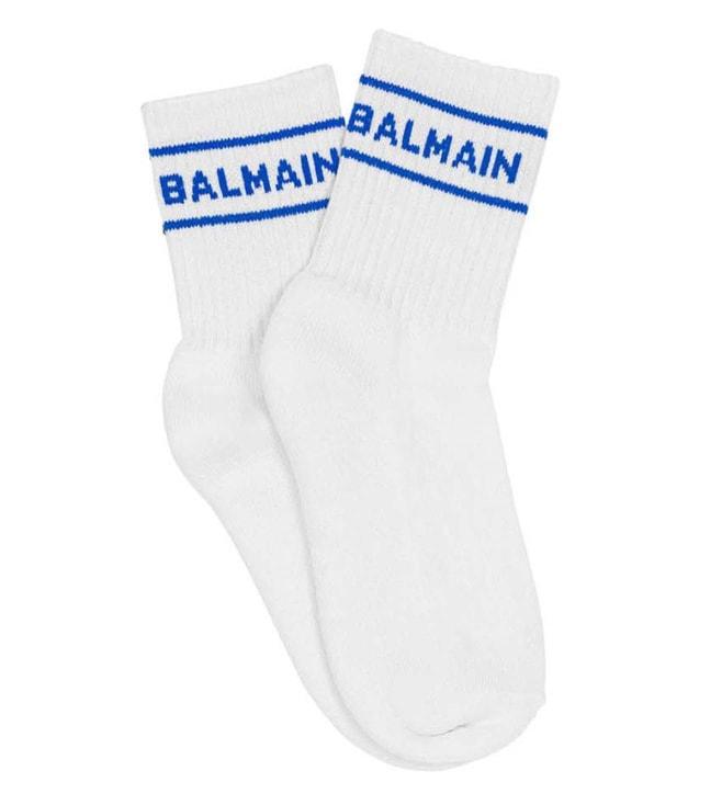 Balmain Kids White Logo Fitted Socks (10-12 Y)