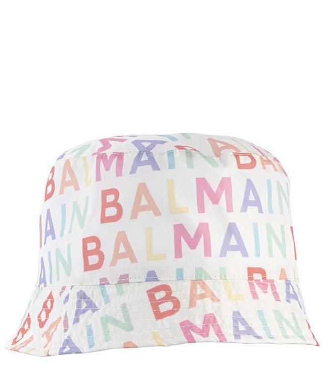 Balmain Kids White Logo Bucket Hat (8-10 Years)