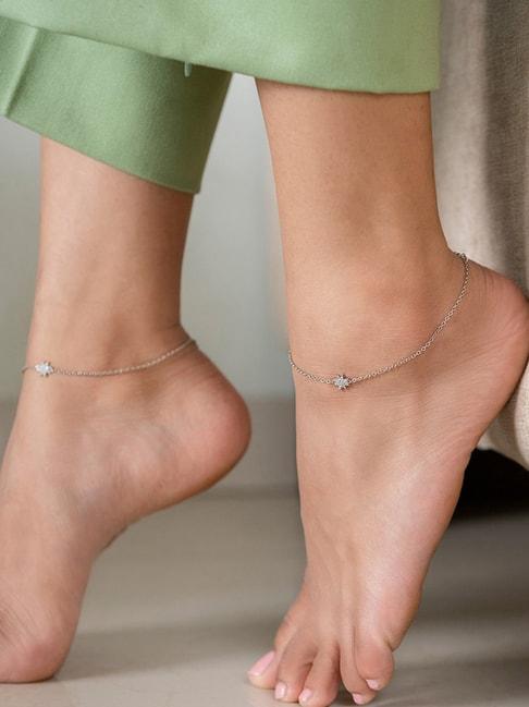 Shaya 92.5 Sterling Silver City Of Stars Anklets for Women