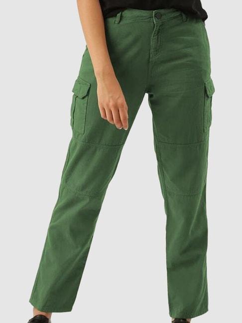 IVOC Green Relaxed Fit Mid Rise Trousers