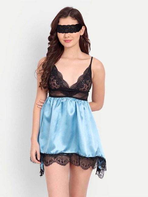 FIMS: Fashion is my Style Blue Lace Work Babydoll With Thong