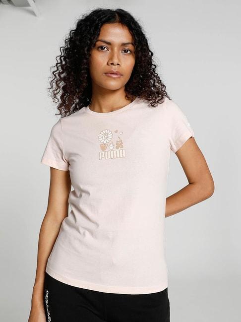 Puma Light Pink 100% Logo Print T-Shirt