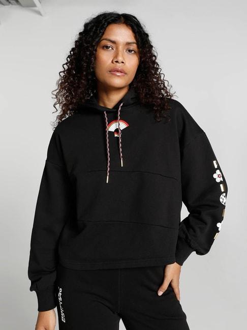 puma-black-cotton-printed-hoodie