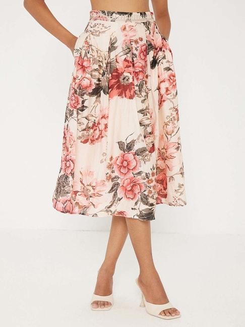 ANCESTRY Multicolor Floral Print A-Line Midi Skirt