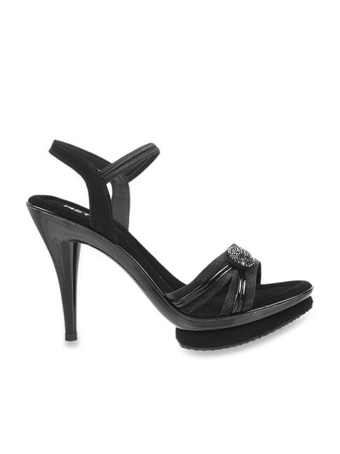 Metro Women's Black Ankle Strap Stilettos