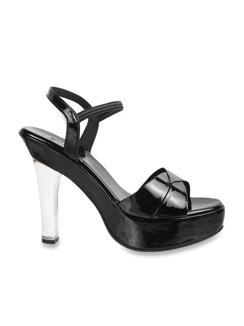 Metro Women's Black Ankle Strap Stilettos