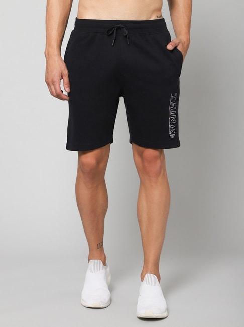 Cantabil Navy Cotton Regular Fit Printed Bermuda Shorts