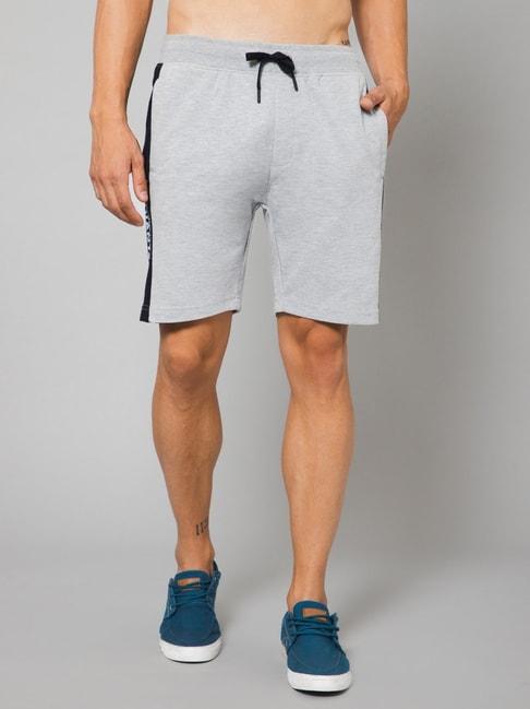 Cantabil Grey Cotton Regular Fit Striped Bermuda Shorts
