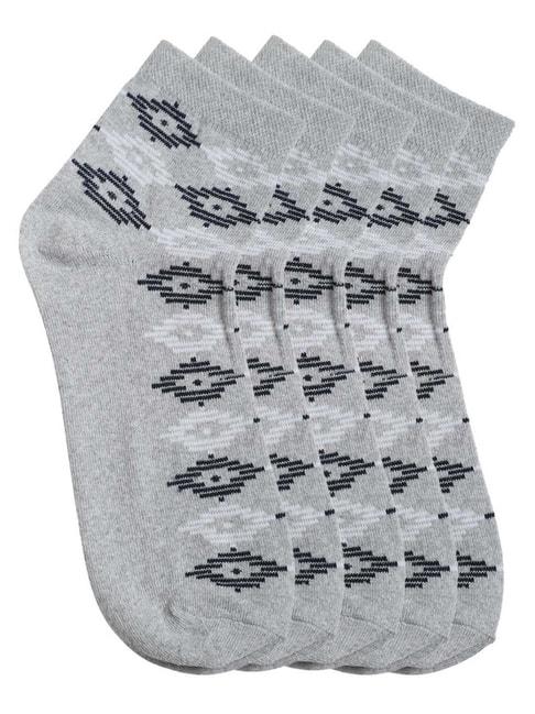 Cantabil Grey Cotton Regular Fit Self Pattern Socks - Pack of 5