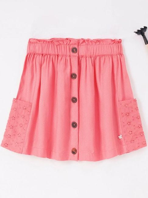 Ed-a-Mamma Kids Pink Embroidered Skirt