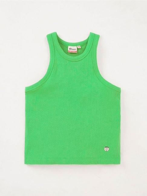 Edheads Kids Green Cotton Regular Fit Tank T-Shirt