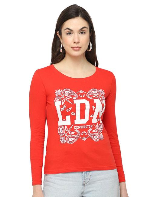 dyca-red-cotton-printed-t-shirt