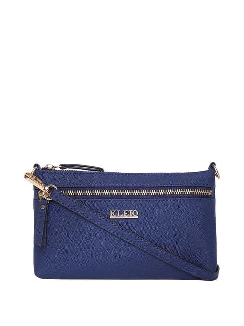 KLEIO Royal Blue Solid Medium Shoulder Handbag