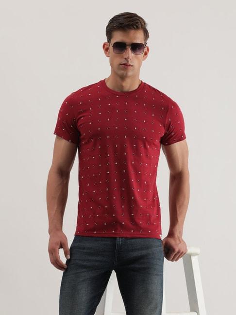 lee-red-slim-fit-printed-crew-t-shirt