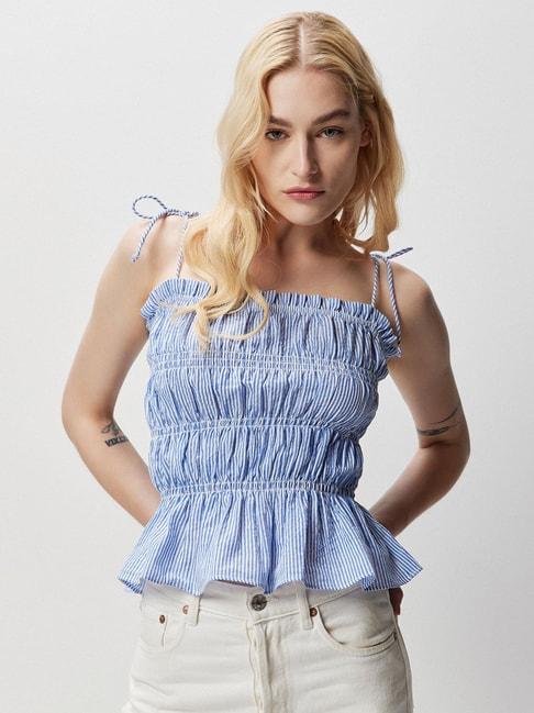 cover-story-blue-cotton-striped-peplum-top