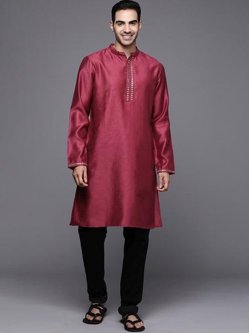 indo-era-purple-cotton-regular-fit-embellished-kurta