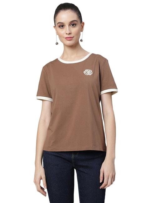 global-republic-brown-regular-fit-t-shirt