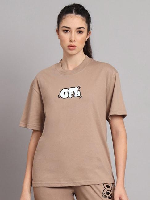 griffel-light-brown-printed-t-shirt