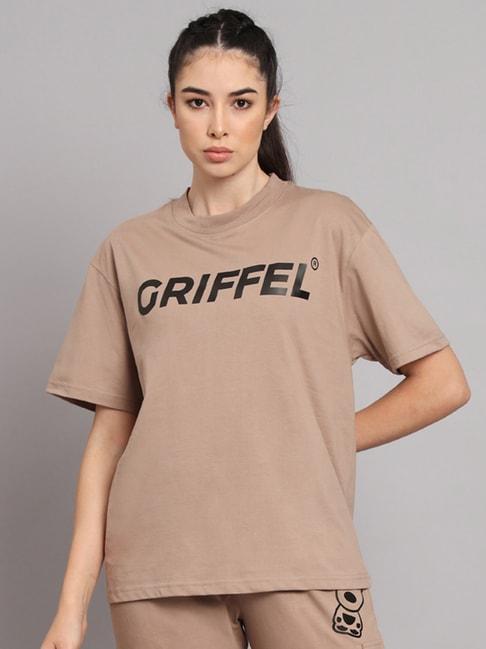 griffel-light-brown-printed-t-shirt