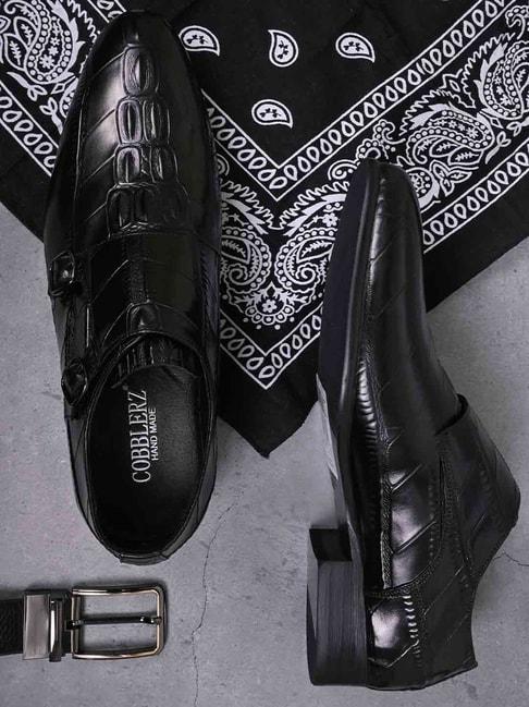 Cobblerz Men's Black Monk Shoes