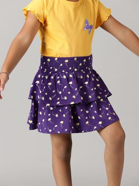 Kiddopanti Kids Purple Printed Skirt