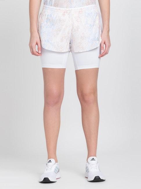 adidas White Printed Running Shorts