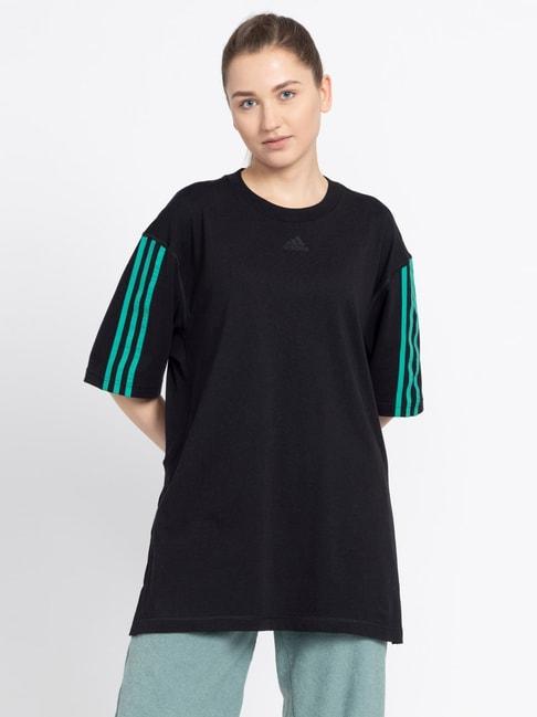 adidas-black-cotton-striped-oversized-t-shirt