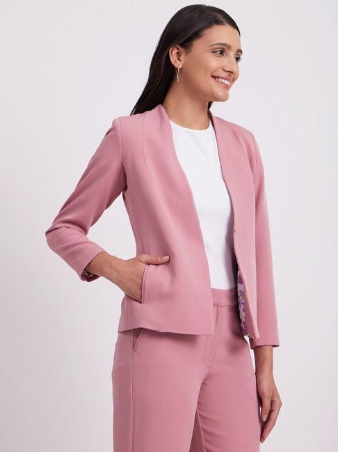 Fablestreet Pink Relaxed Fit Blazer