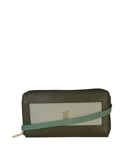 baggit-olive-solid-zip-around-wallet-for-women