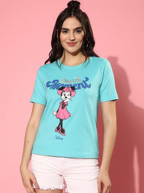 juneberry-sky-blue-cotton-graphic-print-t-shirt