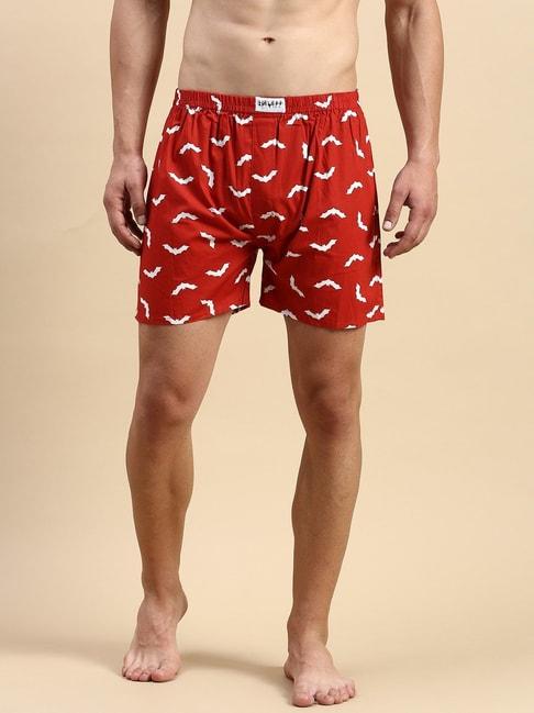 SHOWOFF Red Cotton Slim Fit Printed Boxers