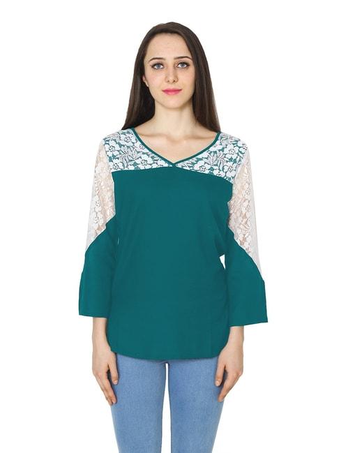 PATRORNA Teal Lace Top
