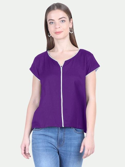 patrorna-purple-regular-fit-top