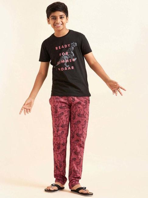 Sweet Dreams Kids Black & Pink Cotton Printed T-Shirt Set