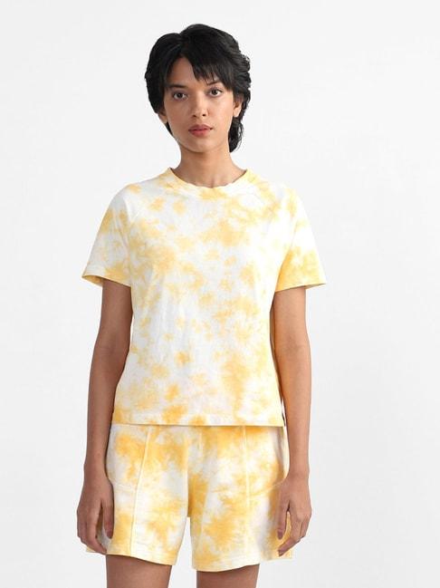 Studiofit Womens by Westside Plain White Yellow T-Shirt