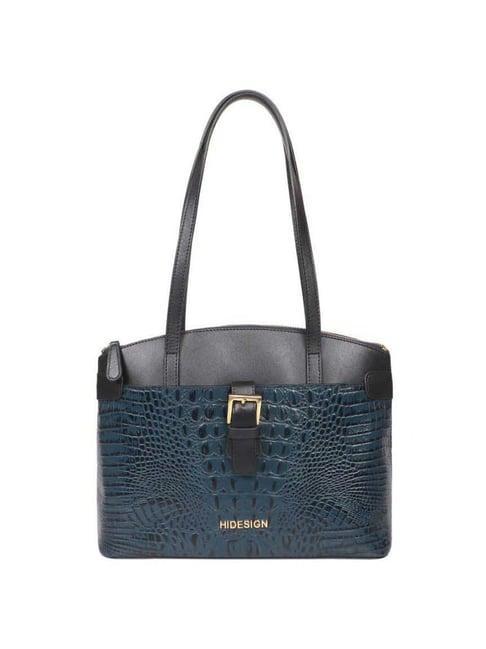 Hidesign Camila Sb 02 Blue Textured Large Tote Handbag