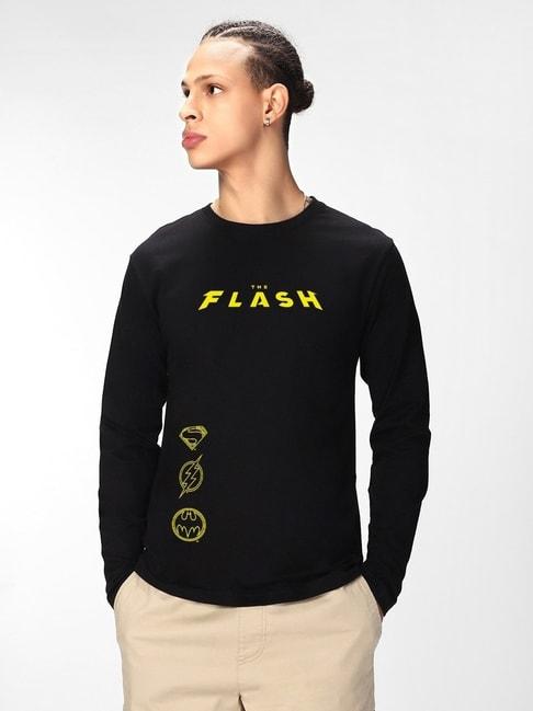 Bewakoof X Official Dc Comics Merchandise Black Regular Fit Flash Hero Printed T-Shirt