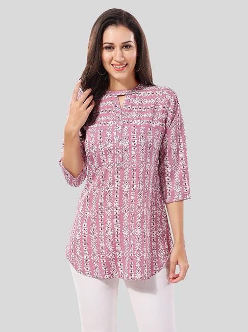 saree-swarg-pink-printed-a-line-short-kurti