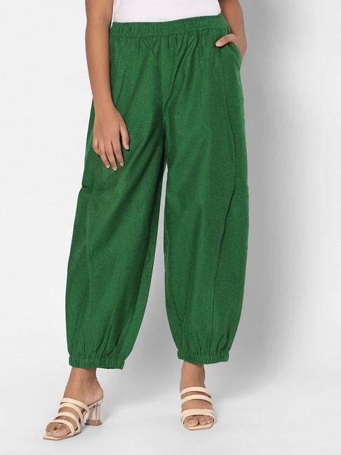 TeenTrums Girls Green Solid Trousers