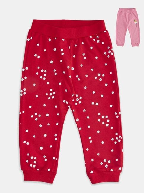 pantaloons-baby-pink-&-red-cotton-floral-print-trackpants