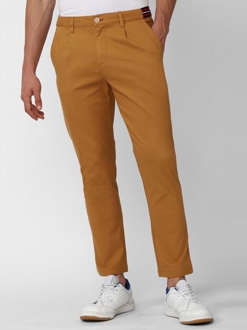 peter-england-casuals-yellow-cotton-regular-fit-trousers