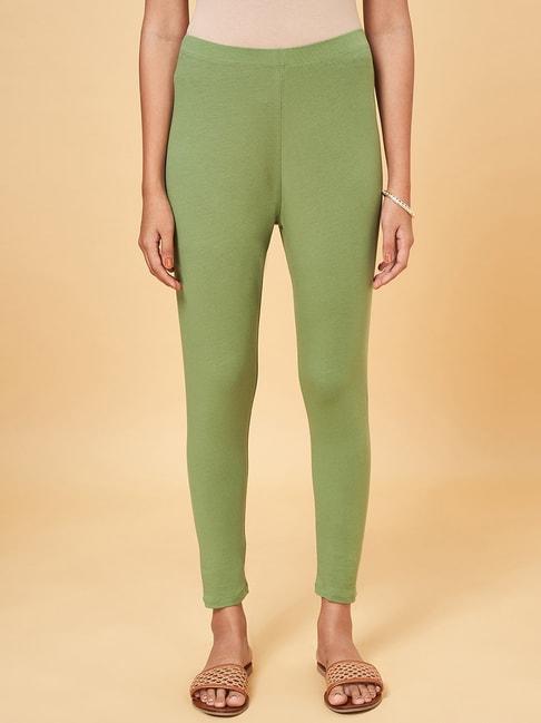 rangmanch-by-pantaloons-sage-green-cotton-leggings
