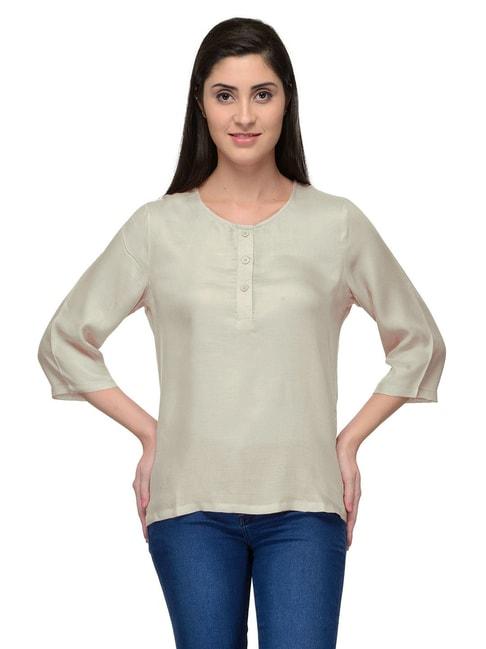 PATRORNA Off White Regular Fit Tunic Style Top