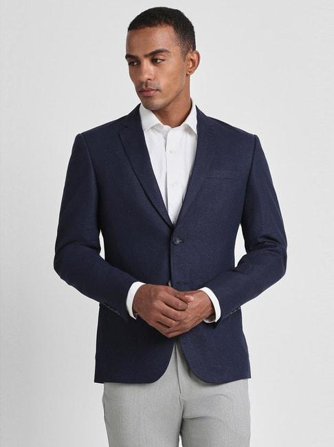 peter-england-elite-navy-linen-slim-fit-self-pattern-blazer