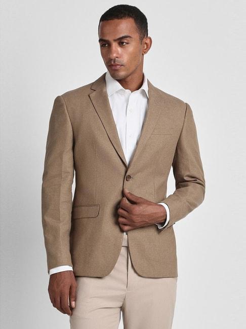 peter-england-elite-brown-linen-slim-fit-blazer