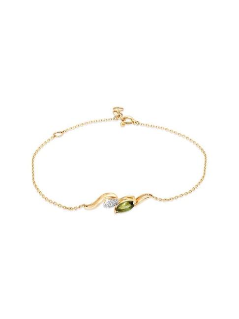 Mia by Tanishq Nature's Finest 14k Yellow Gold Sparkling Revival Green Tourmaline Diamond Bracelet