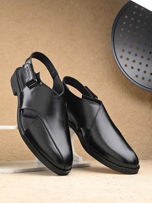Alberto Torresi Men's Black Back Strap Sandals