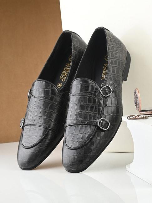 Alberto Torresi Men's Black Monk Shoes