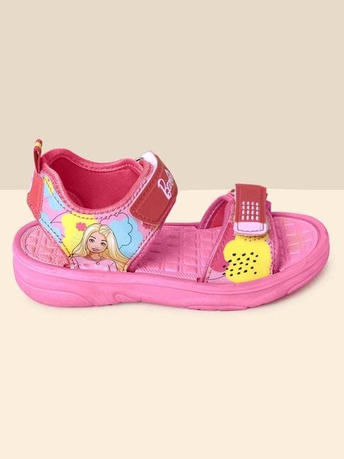 Kidsville Barbie Printed Pink Floater Sandals